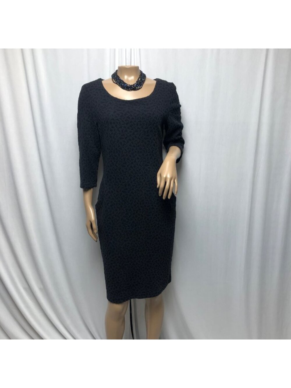 Gray Blue Textured Sheath Dress Womens Size 8 Career Office Classic Minimalist